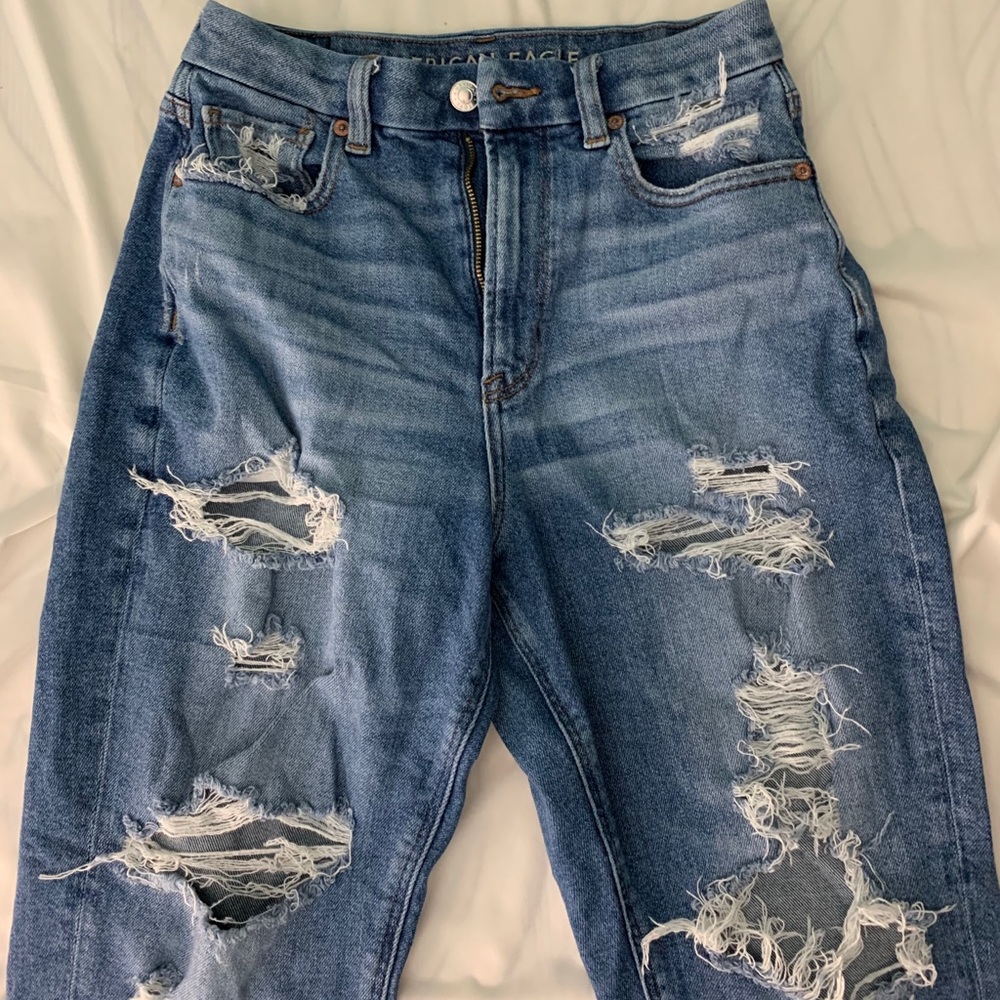 stretchy AE mom jeans